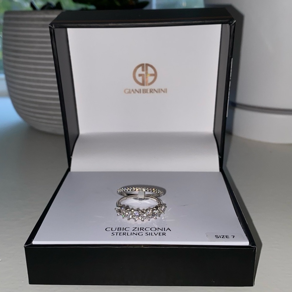 Giani Bernini Sterling Silver CZ Ring Bundle Size 7 NWT